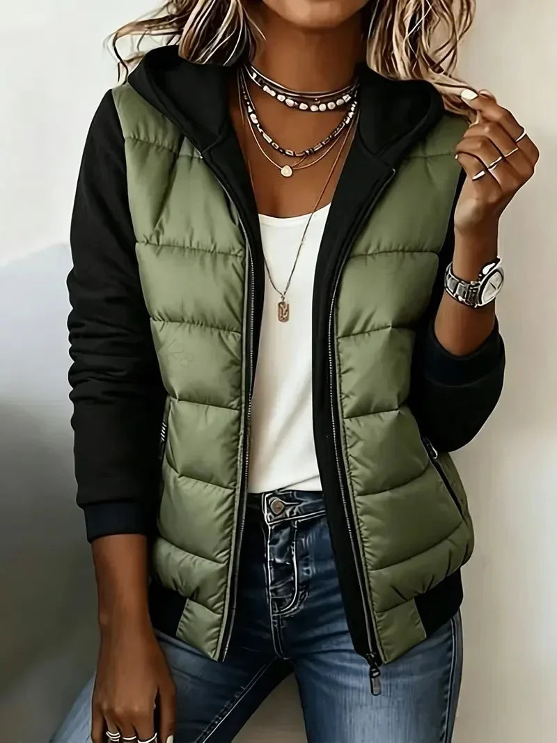 Sabrina colour-block padded jacket with hood