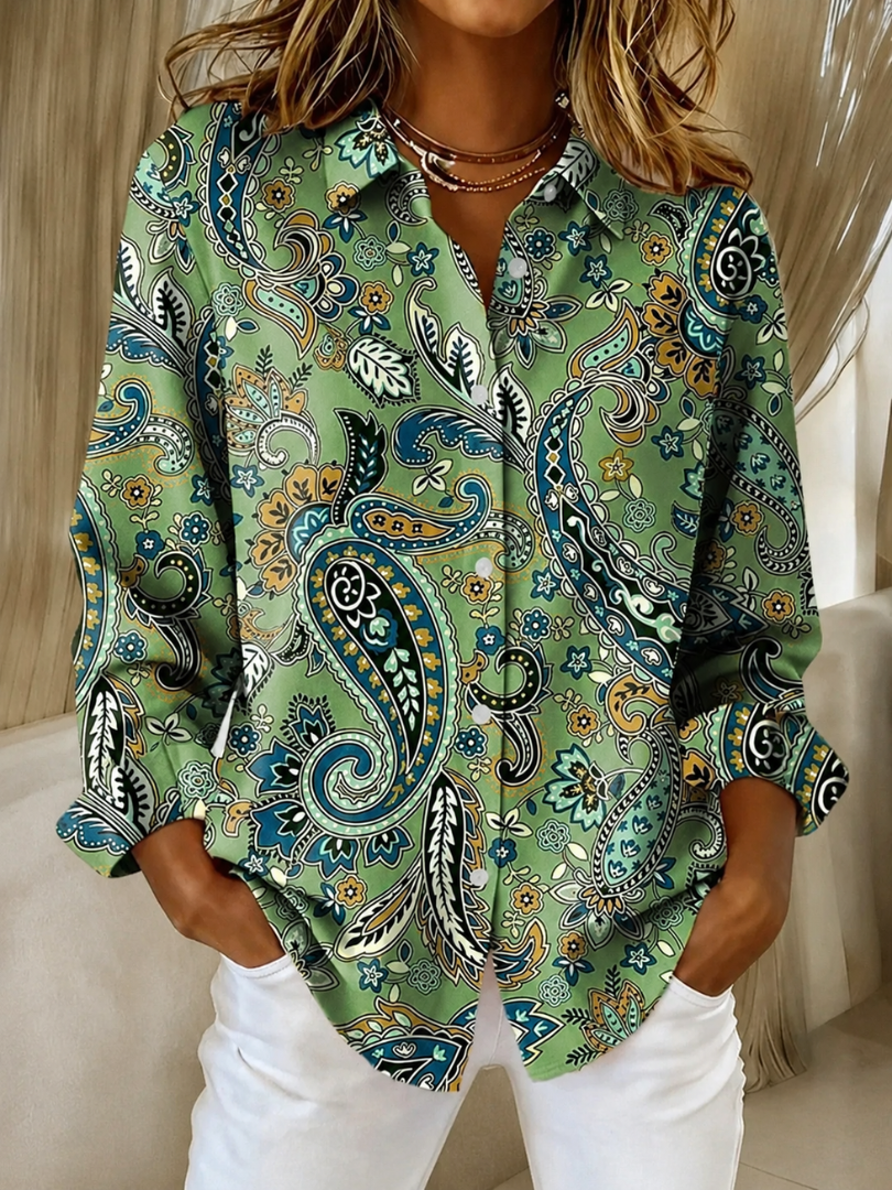Joanna paisley button-up blouse