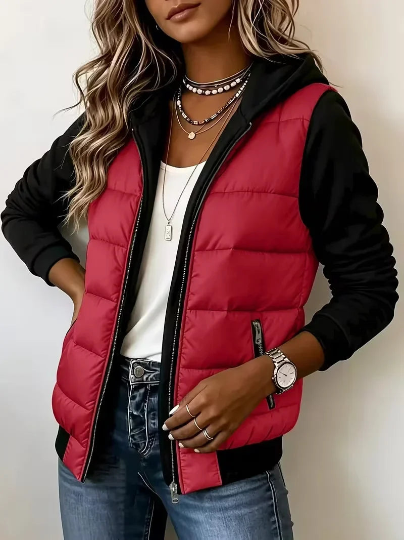 Sabrina colour-block padded jacket with hood