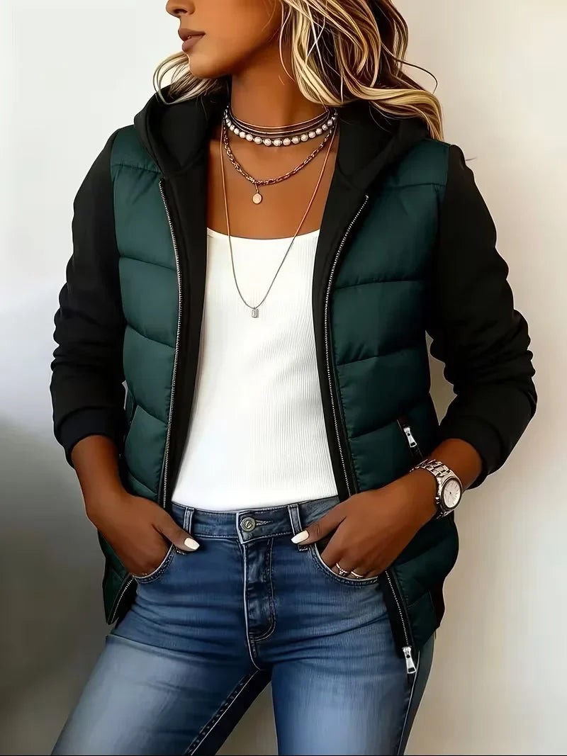 Sabrina colour-block padded jacket with hood