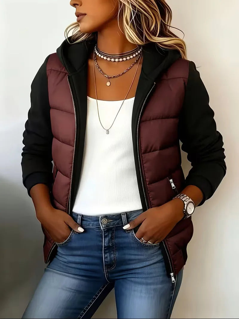 Sabrina colour-block padded jacket with hood
