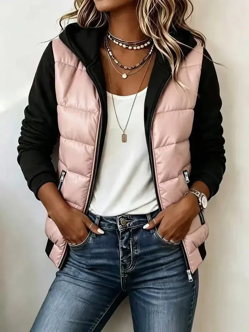 Sabrina colour-block padded jacket with hood