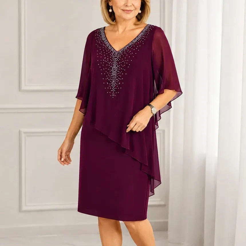 Jessamy embellished V-neck overlay dress