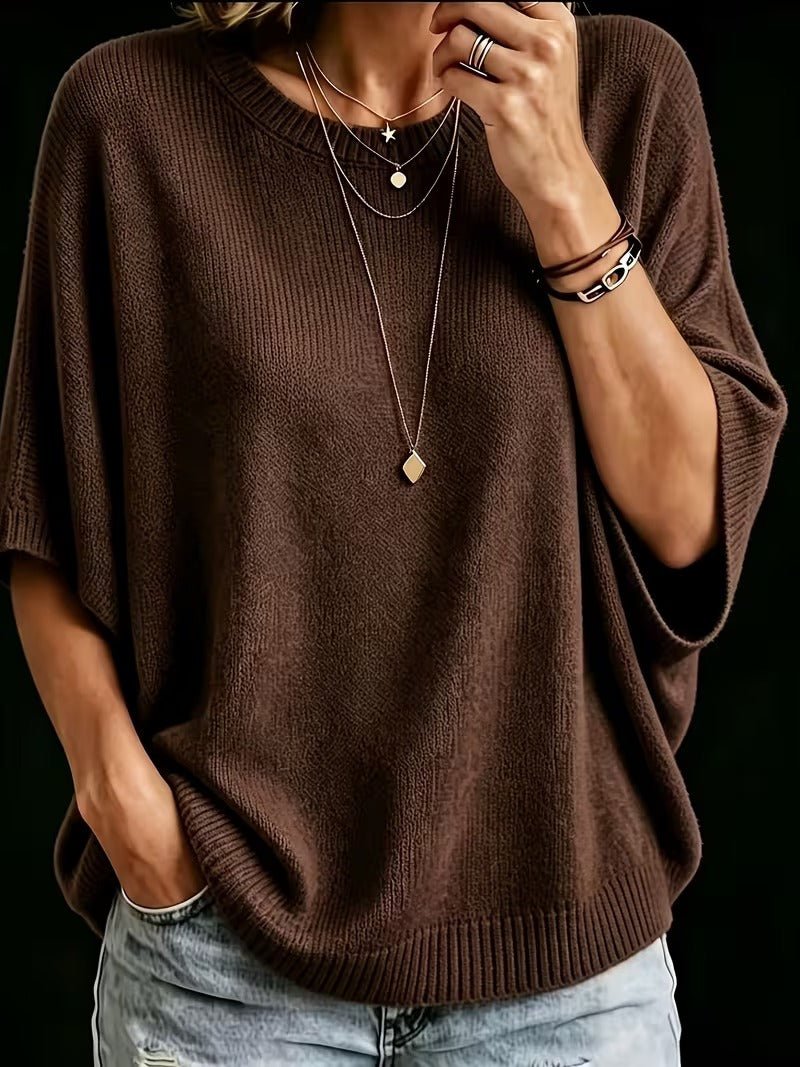 Amber casual batwing knit top