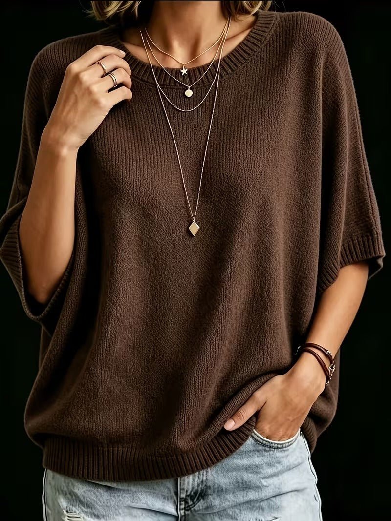 Amber casual batwing knit top
