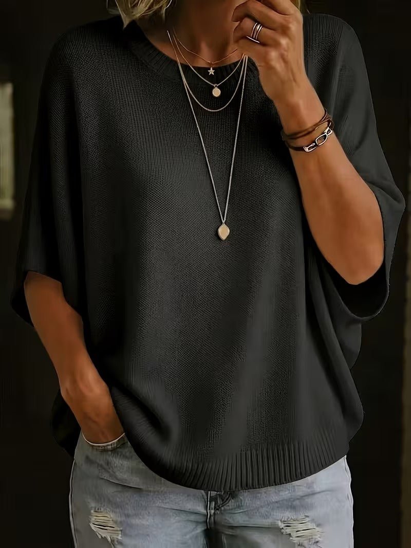 Amber casual batwing knit top