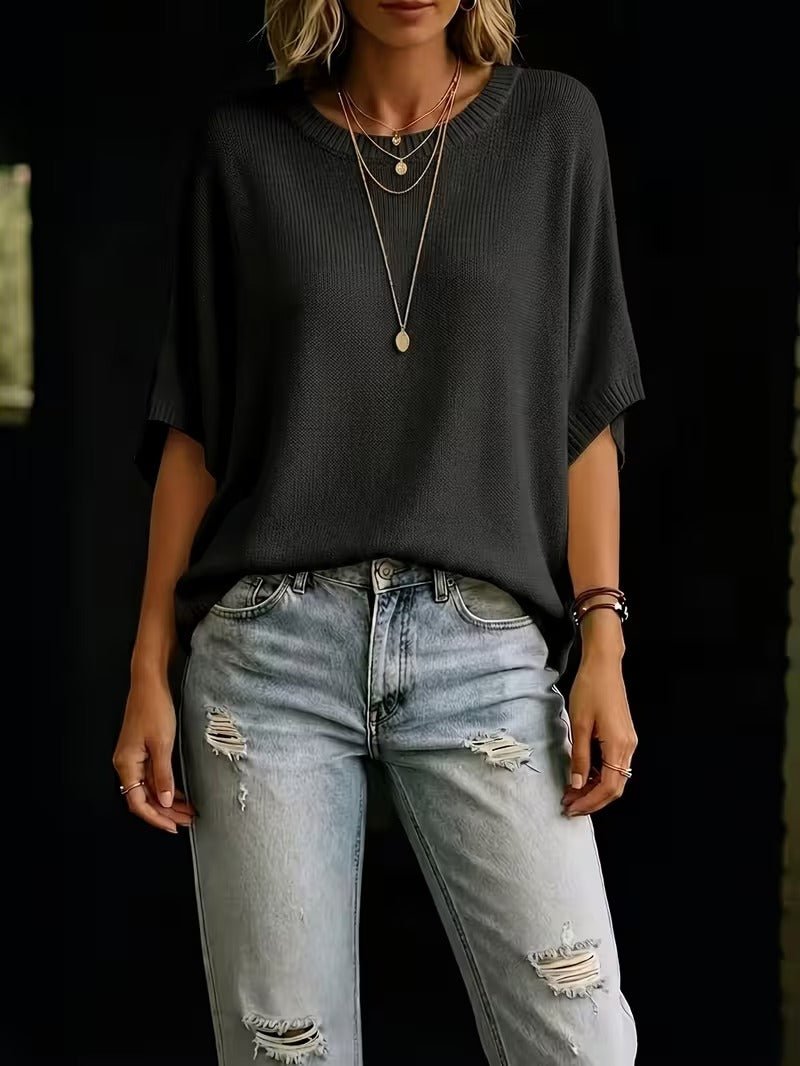 Amber casual batwing knit top