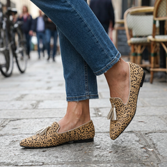 Marianne cheetah print tassel loafers