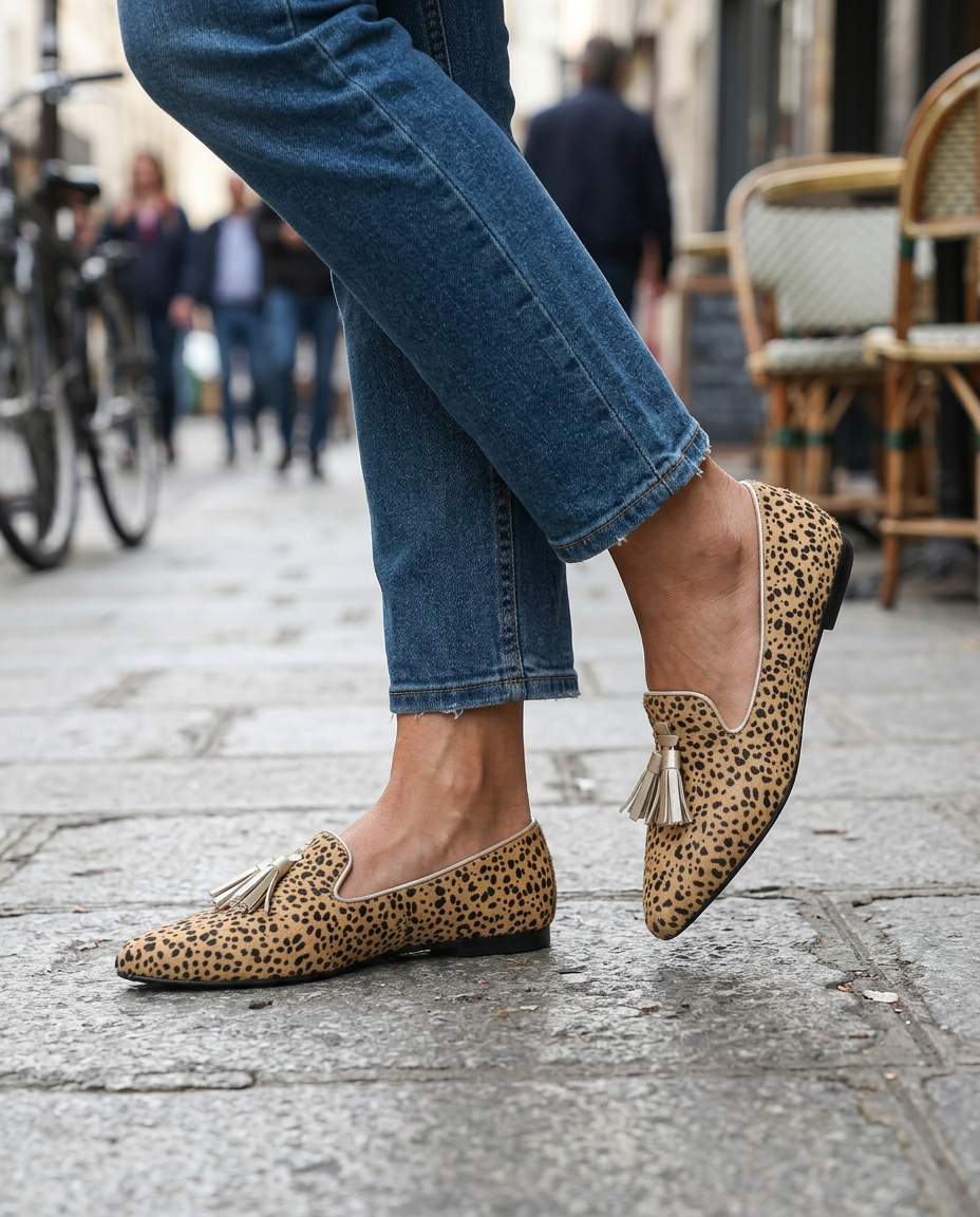 Marianne cheetah print tassel loafers