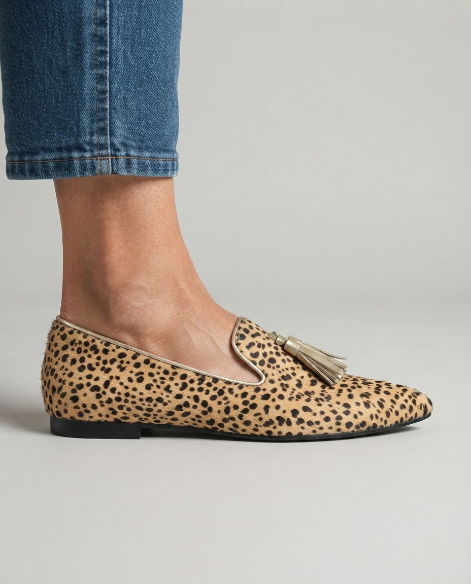Marianne cheetah print tassel loafers