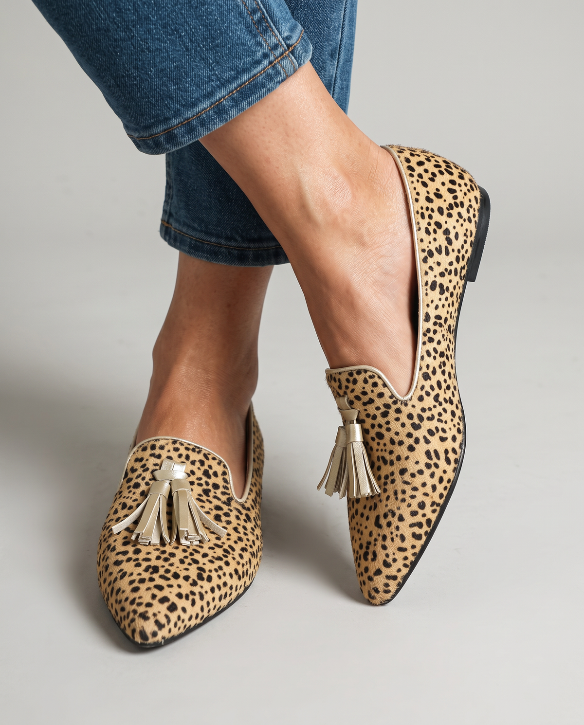 Marianne cheetah print tassel loafers