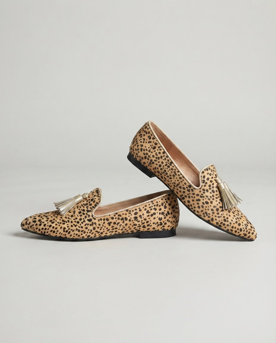 Marianne cheetah print tassel loafers