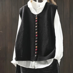 Dorothy knit waistcoat with colourful buttons