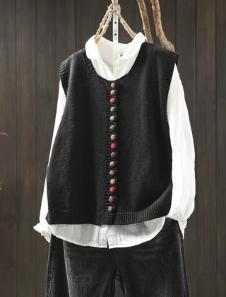 Dorothy knit waistcoat with colourful buttons