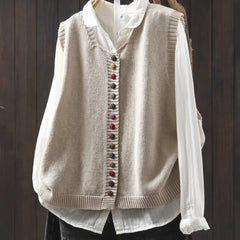 Dorothy knit waistcoat with colourful buttons