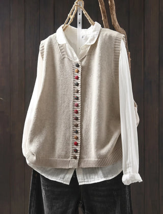 Dorothy knit waistcoat with colourful buttons