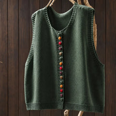 Dorothy knit waistcoat with colourful buttons