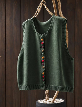 Dorothy knit waistcoat with colourful buttons