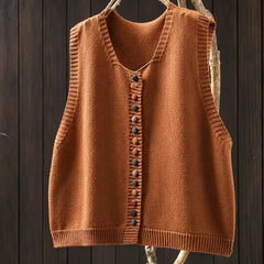 Dorothy knit waistcoat with colourful buttons