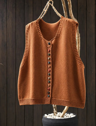 Dorothy knit waistcoat with colourful buttons