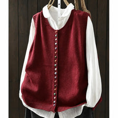 Dorothy knit waistcoat with colourful buttons