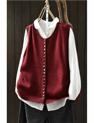 Dorothy knit waistcoat with colourful buttons