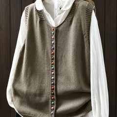 Dorothy knit waistcoat with colourful buttons