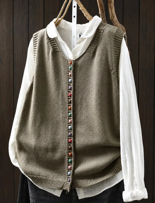 Dorothy knit waistcoat with colourful buttons